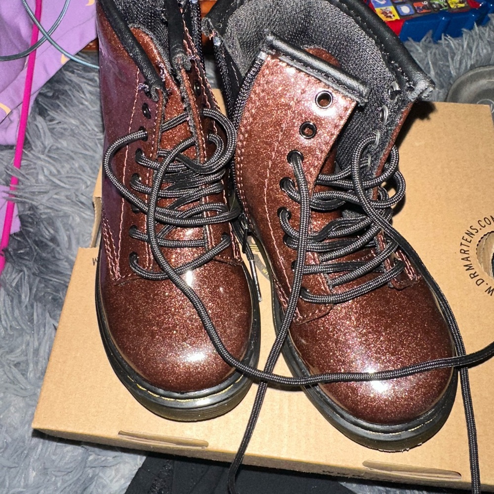 Dr. Martens Sparkly Copper Leather Boots Timeless Style